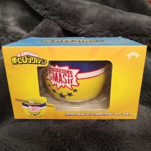 United States of Smash Ramen Bowl with Chopsticks - Blue and Yellow